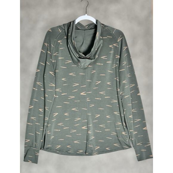 Title Nine Sz L Manresa Hoodie Green Abstract Print Activewear Cozycore Pullover - Picture 2 of 5